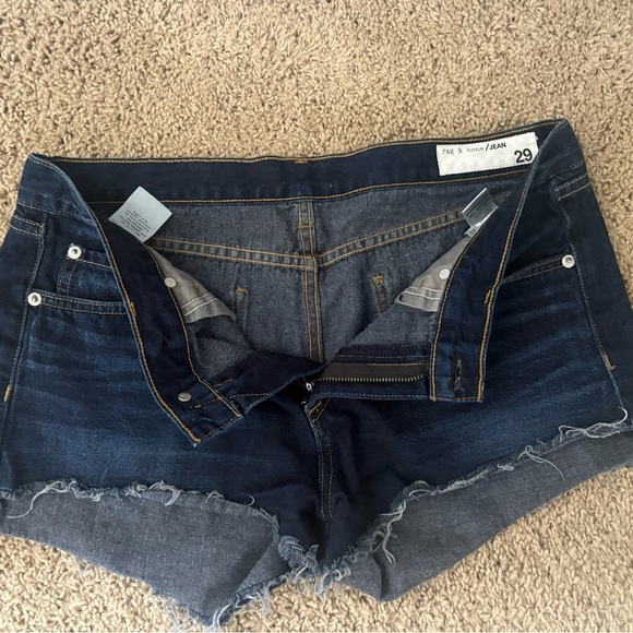 Rag & Bone Dark Blue Jean Distressed Mini Shorts in size 29 - Picture 8 of 11